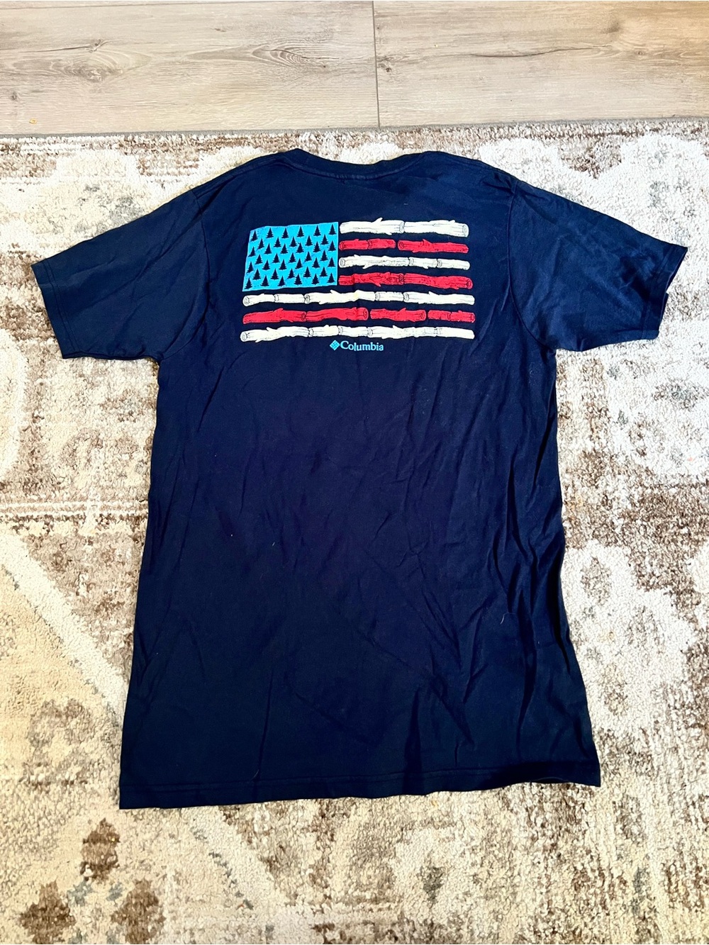 Columbia Navy Short-Sleeve Tee with Red, White & Blue Flag Graphic
